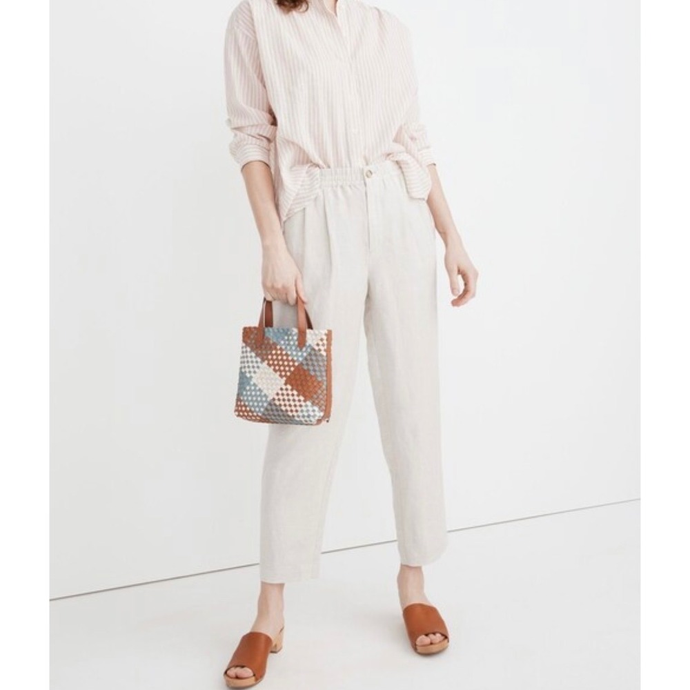 Madewell Linen Blend Track Trousers Heathered Natural Beige Size Medium - Picture 1 of 11